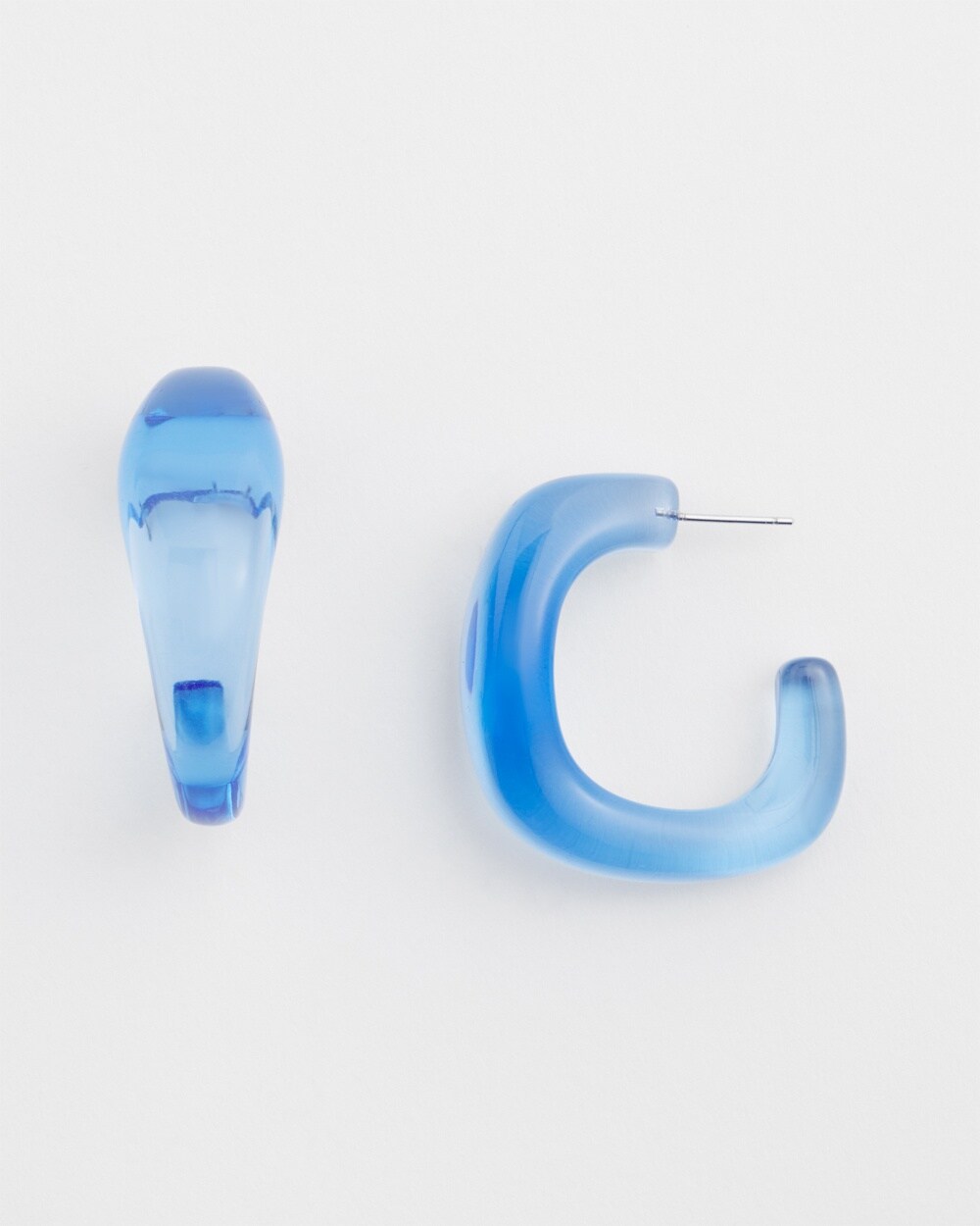 No Droop&#8482; Blue Lucite Square Hoops