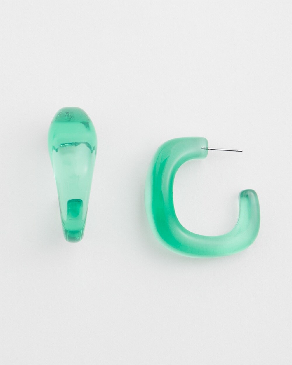 No Droop&#8482; Green Lucite Square Hoops