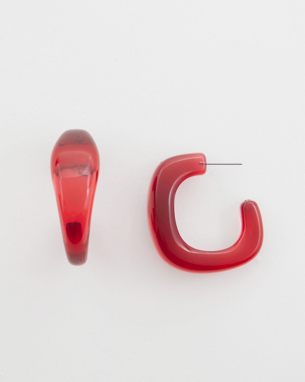 Chico's No Droop Red Lucite Square Hoop Earring |  In Madeira Red