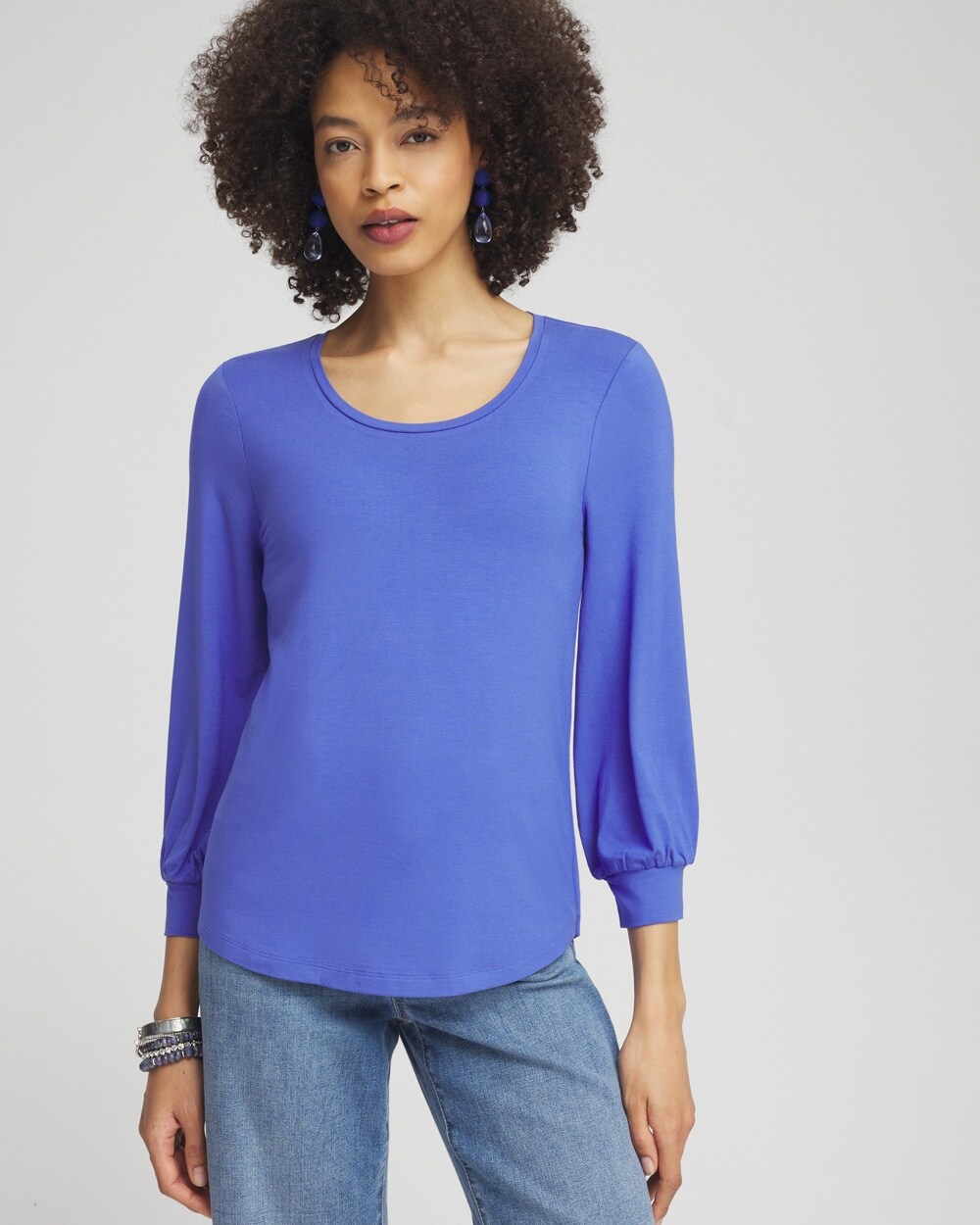 Shop Chico's Touch Of Cool Smock Sleeve Tee In Purple Nightshade Size Xs |