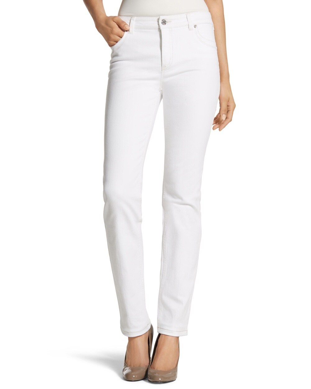 So Lifting Slim-Leg Jeans in Optic White - Chicos