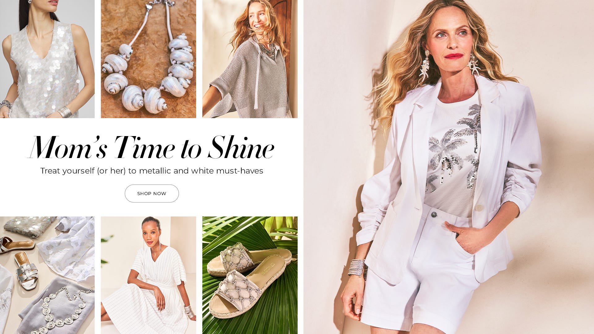 Metallic and white Mother's Day outfits
