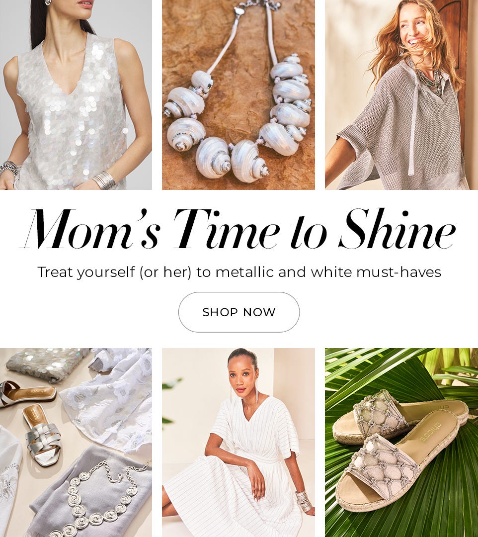 Metallic and white Mother's Day outfits