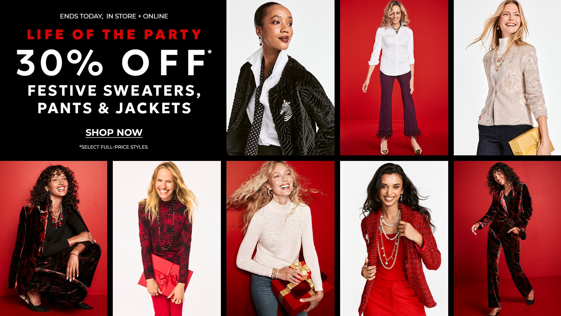 30% off sweaters, pants and jackets ends today