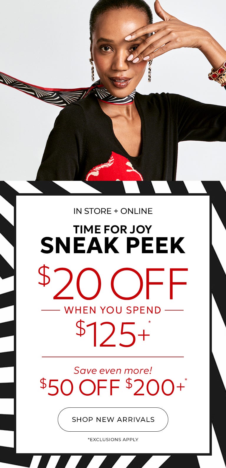 $20 off when you spend $125+ or $50 off $200+