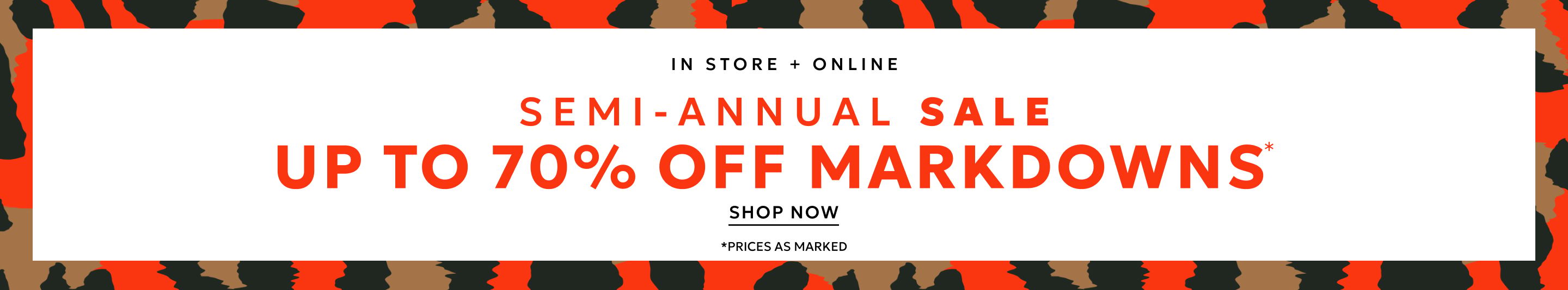 Semi-annual sale up to 70% off markdowns