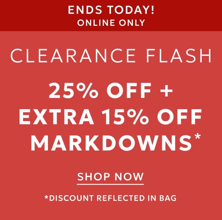 25% off plus extra 15% off markdowns