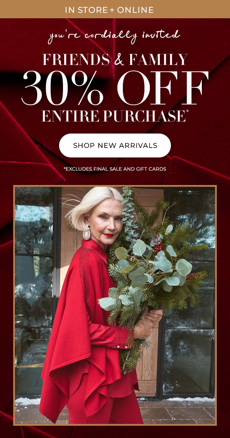 30% off entire purchase in stores and online