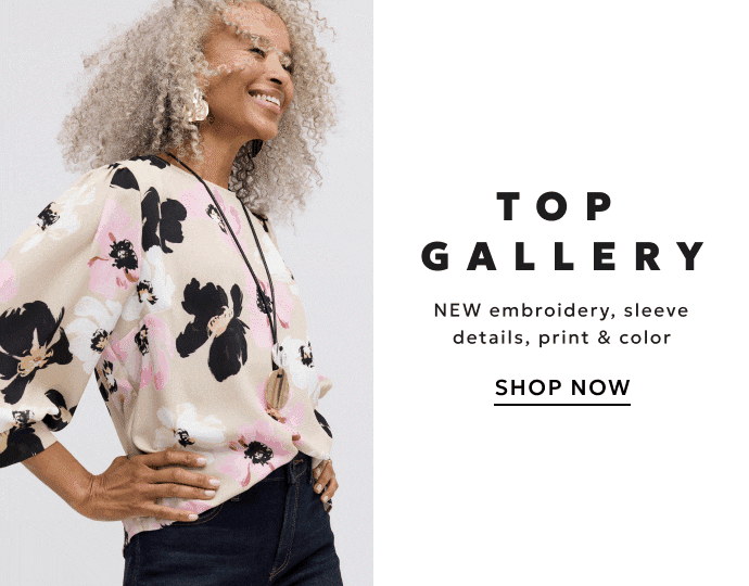 Tops with new embroidery, sleeve details, print and color