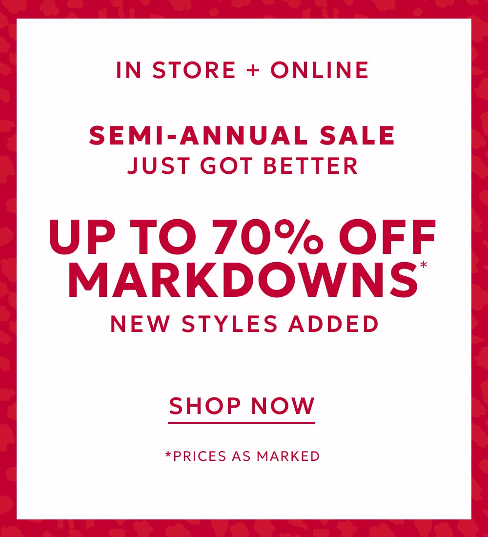 Up to 70% off markdowns