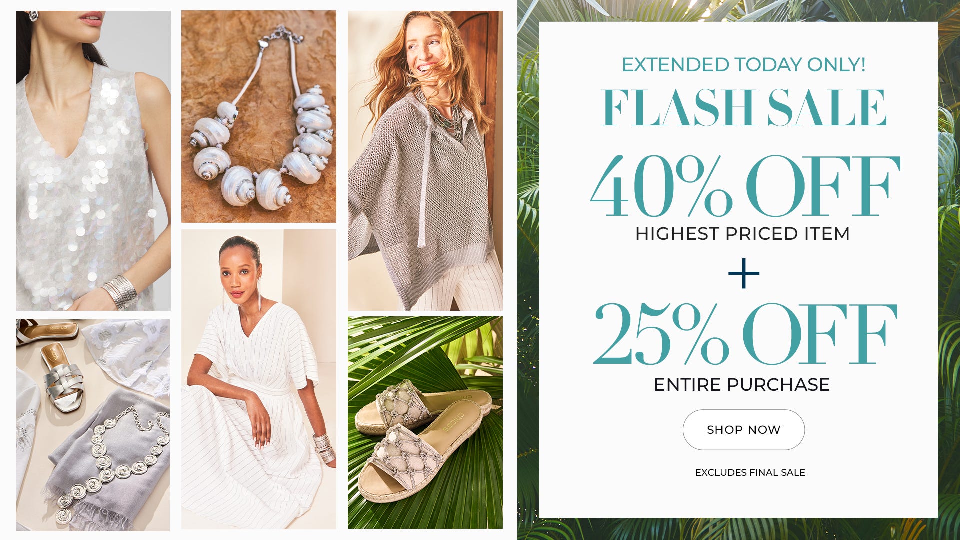 40% off highest priced item plus 25% off entire purchase extended today only