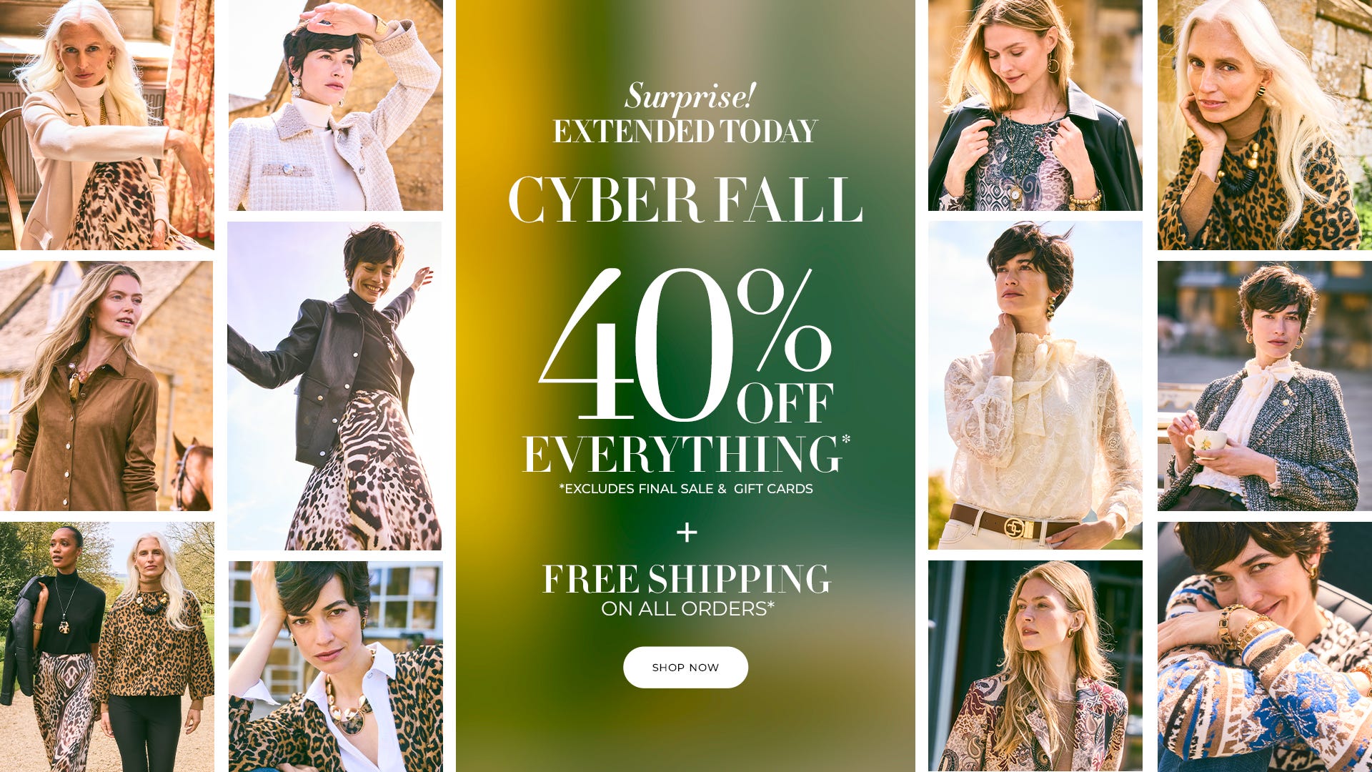 Extended today 40% off everything plus free shipping on all orders
