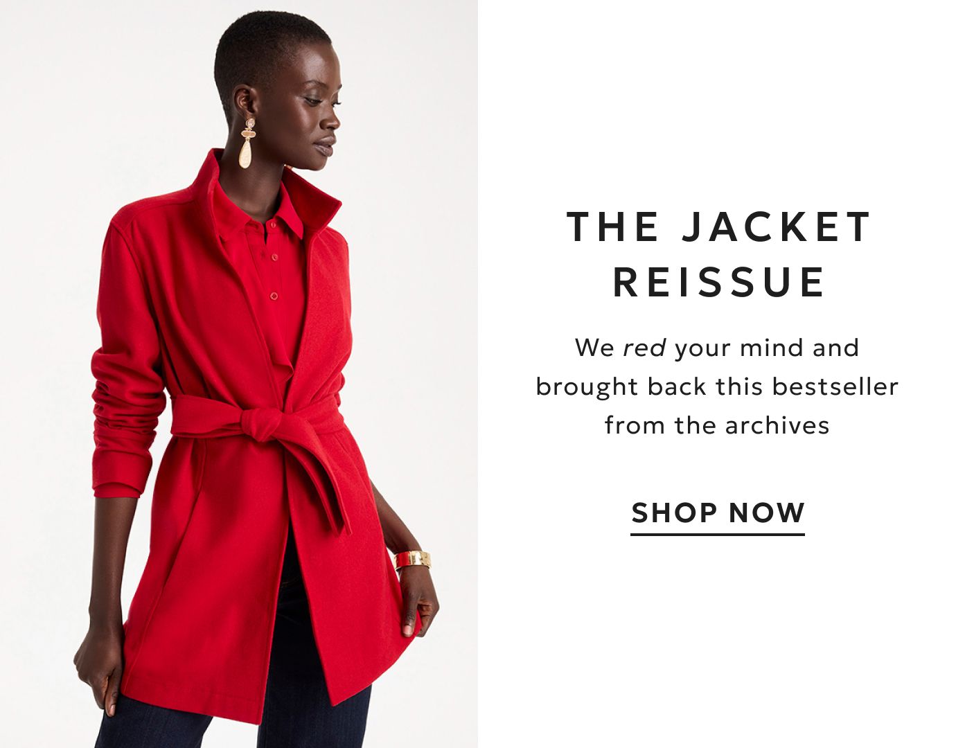 Red tie belt jacket