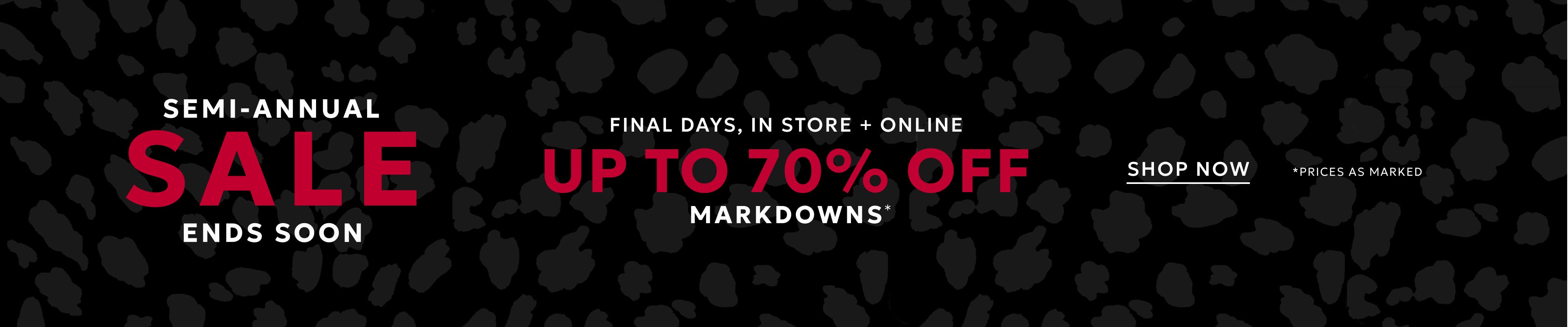 Up to 70% off markdowns