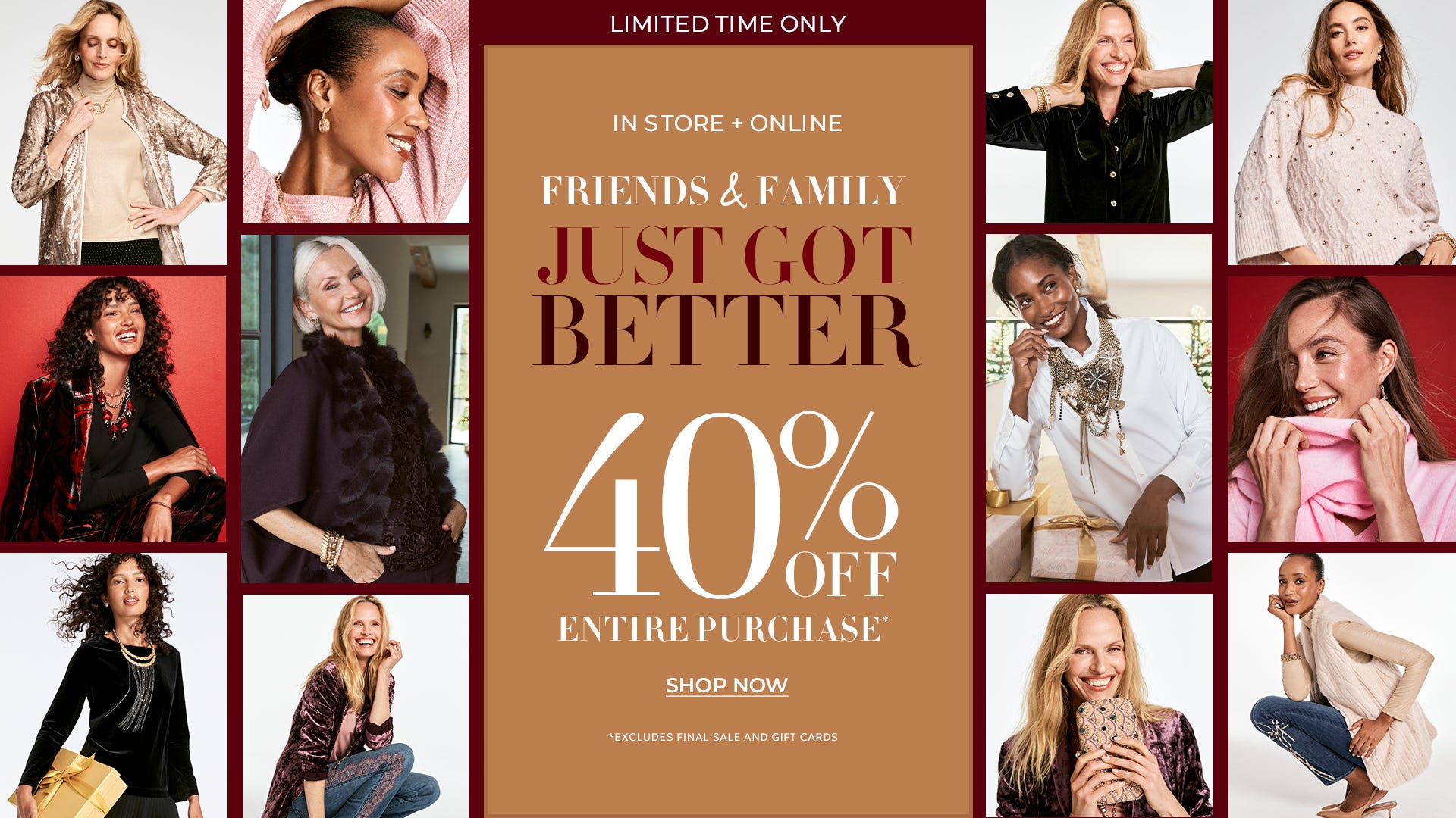 In store and online 40% off entire purchase