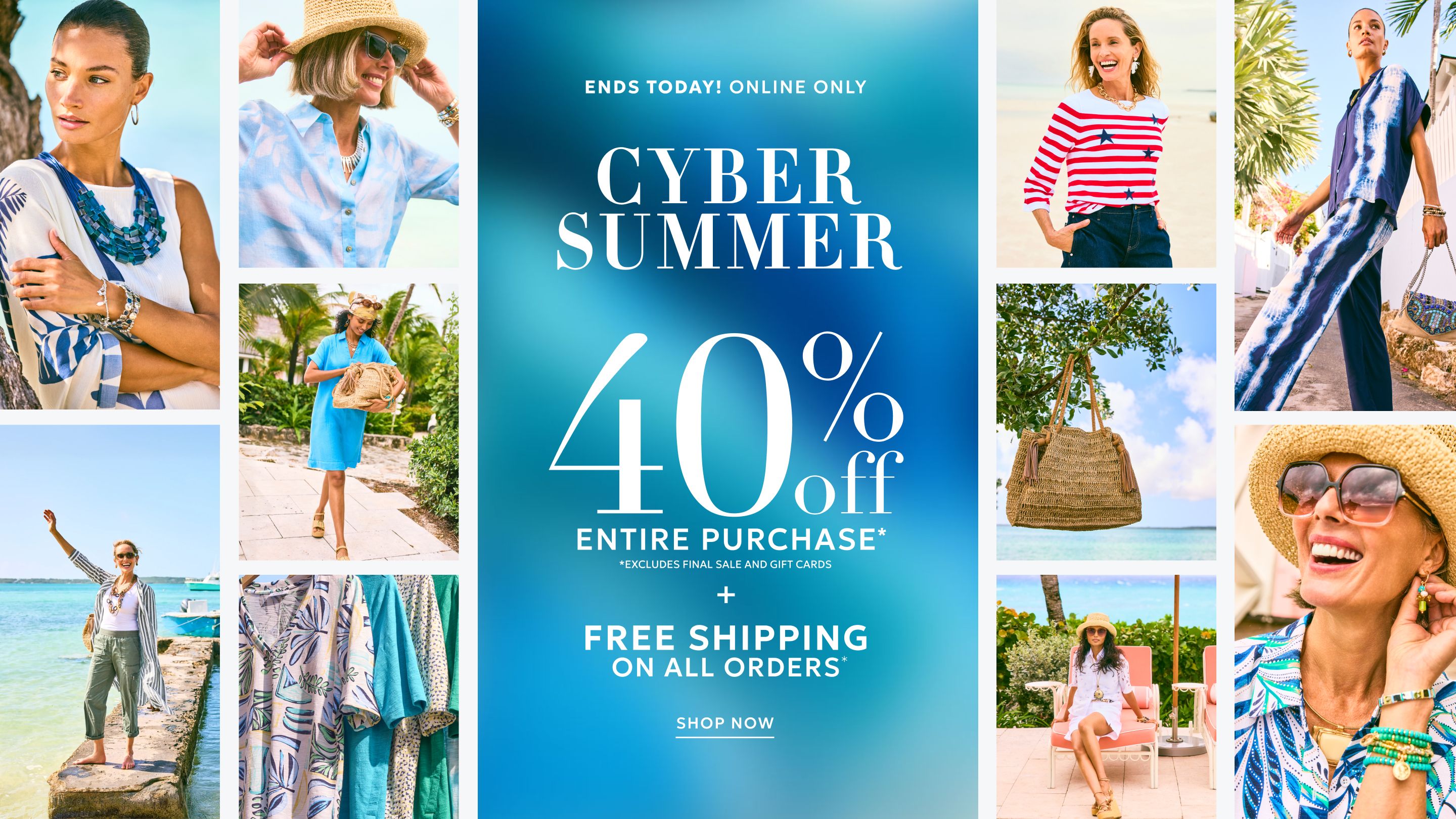 40% off entire purchase plus free shipping on all orders ends today