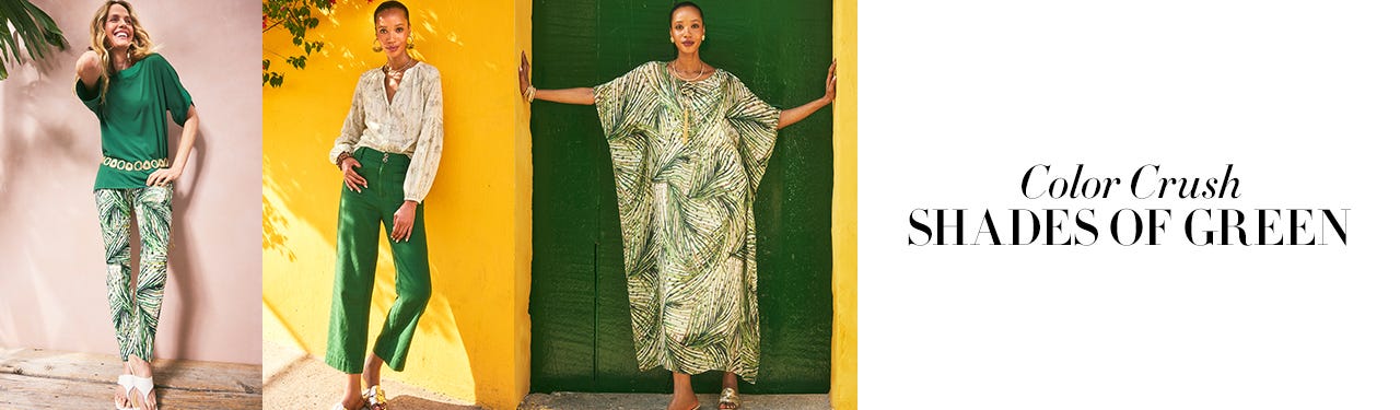 Color Crush outfits in shades of green