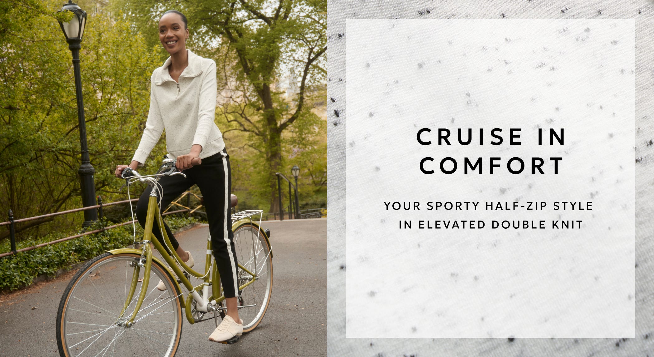 Zenergy sporty half-zip style in elevated double knit
