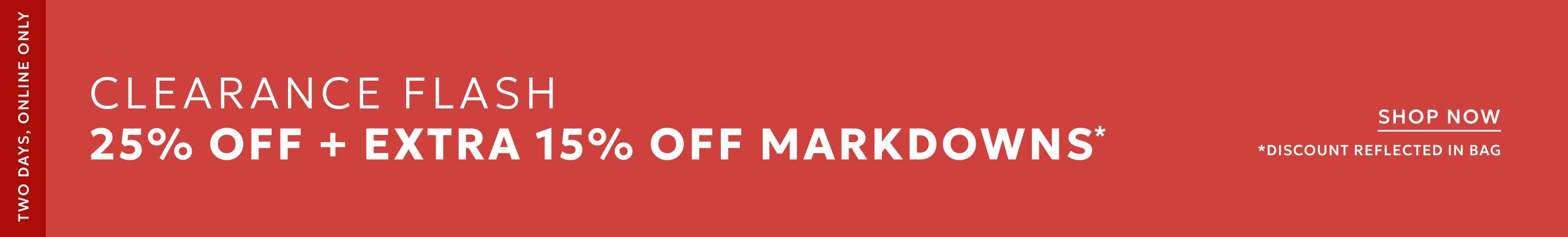 25% off plus extra 15% off markdowns