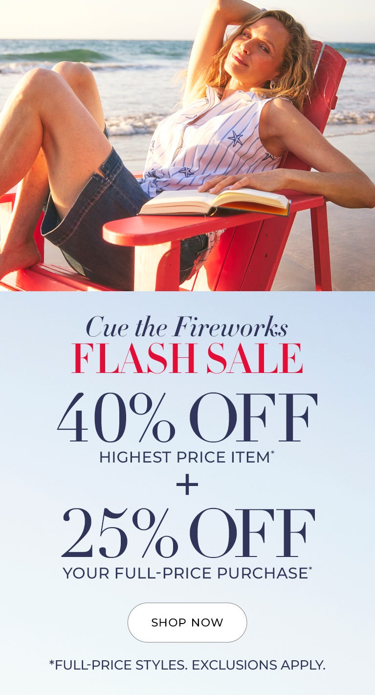 40% off your highest price item plus 25% off full-price purchase