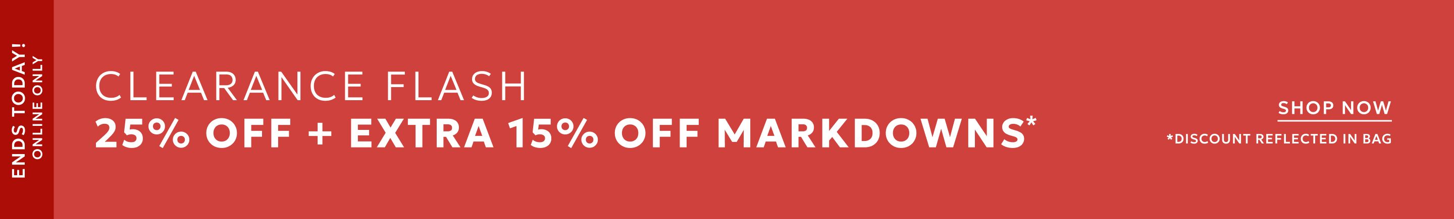 25% off plus extra 15% off markdowns