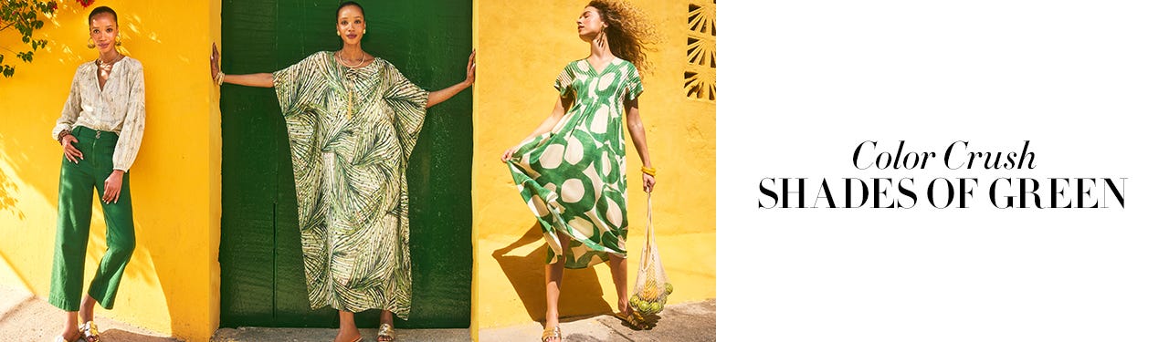 Outfits in shades of green