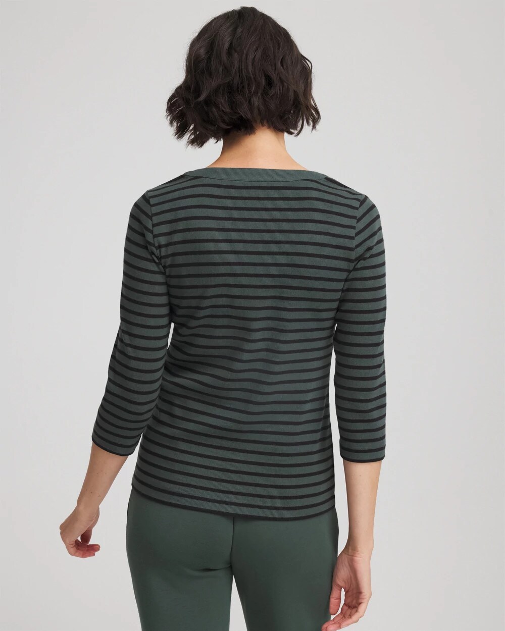 Zenergy Stripe Ribbed Henley Tee