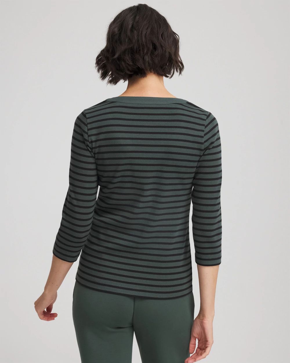 Zenergy Stripe Ribbed Henley Tee