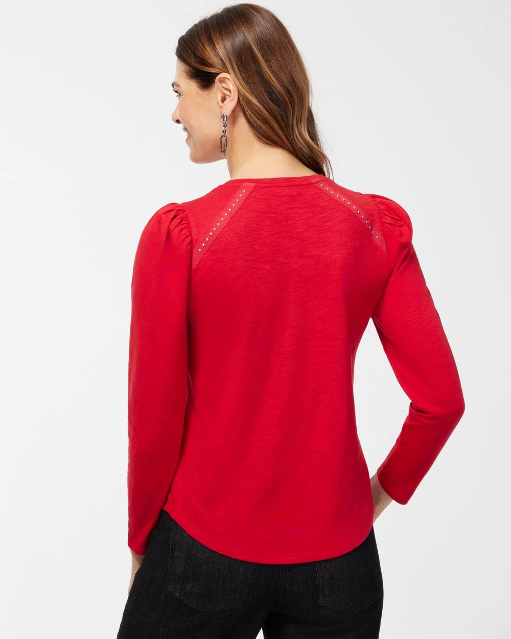 Studded Detail V-neck Tee