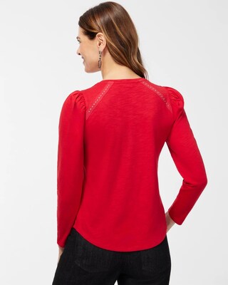 Studded Detail V-neck Tee