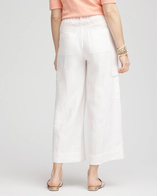 Linen Cargo Wide-Leg Cropped Pants click to view larger image.