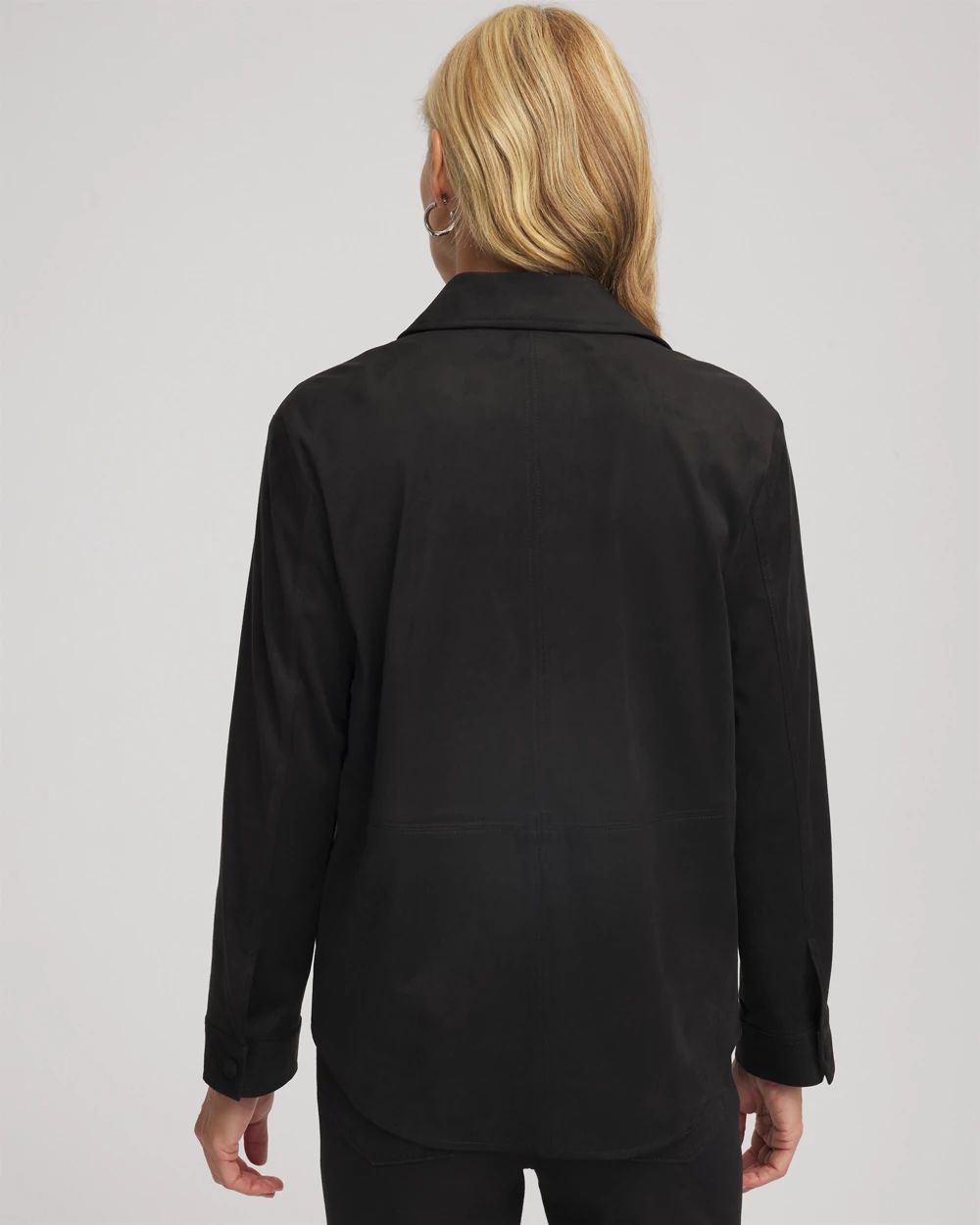 Suede Collared Long-Sleeved Shacket