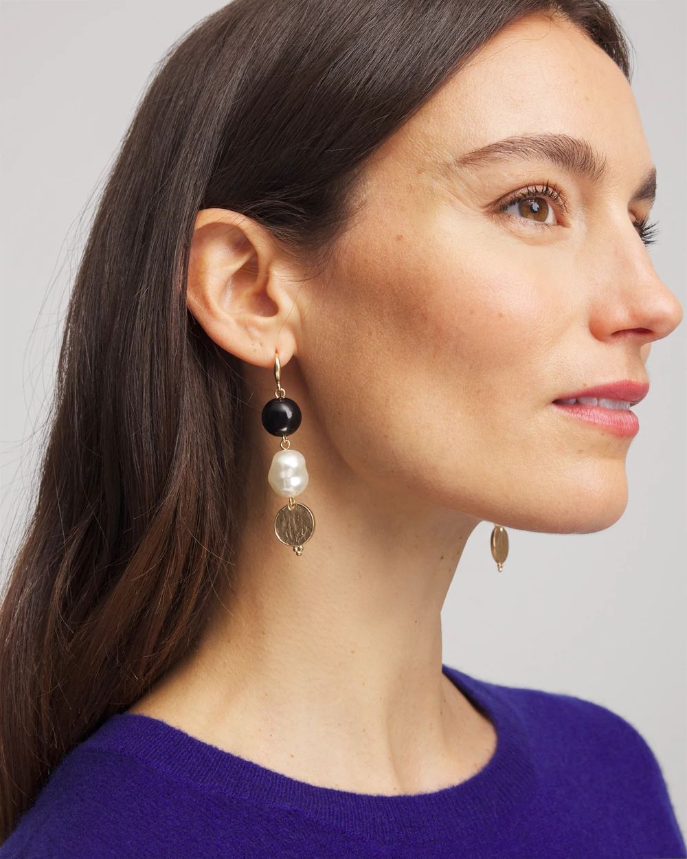 Linear Gold Pearl Earrings