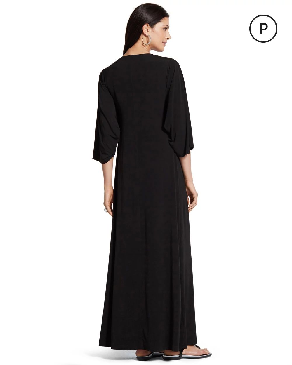 Petite Embellished Neck Caftan Dress