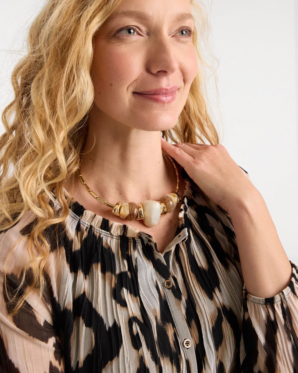 Neutral Stone Collar Necklace click to view larger image.