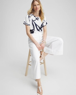 Touch of Cool™ Leaf Print Shoulder Detail Tee