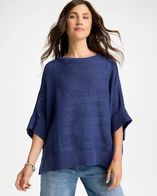 Cotton-Blend Sweater Poncho