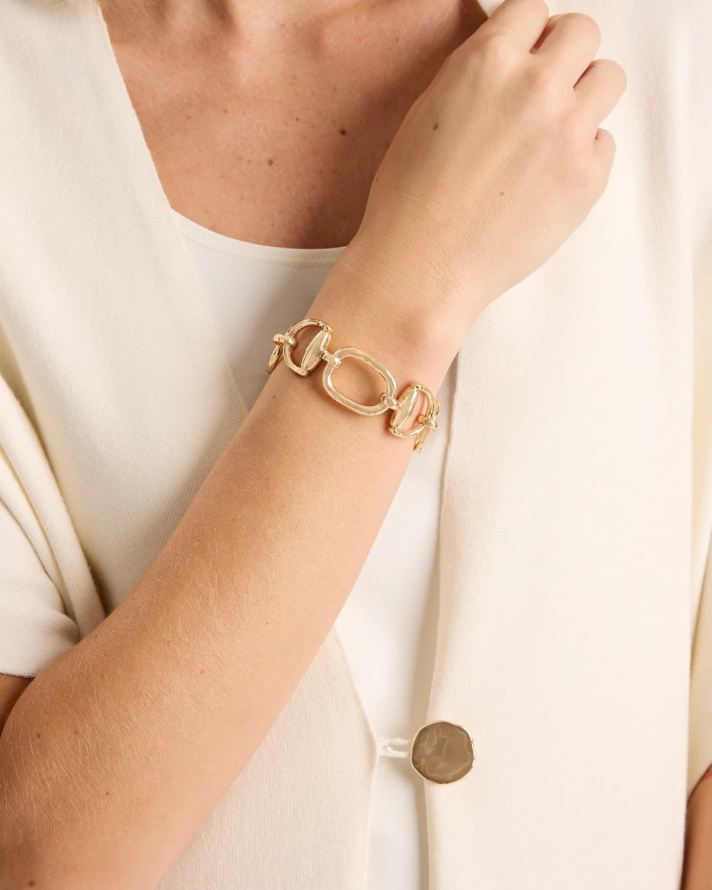 Goldtone Open Link Toggle Bracelet