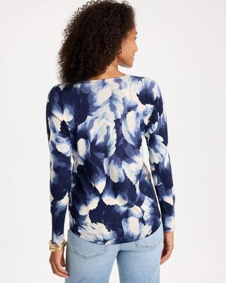 Ella V-Neck Floral Pullover Sweater click to view larger image.