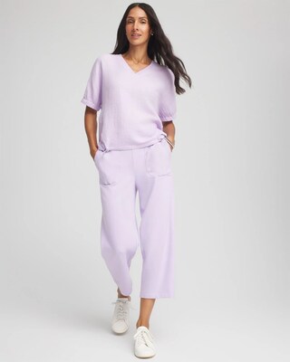 Zenergy® French Terry Gauze-Inset Cropped Pants click to view larger image.