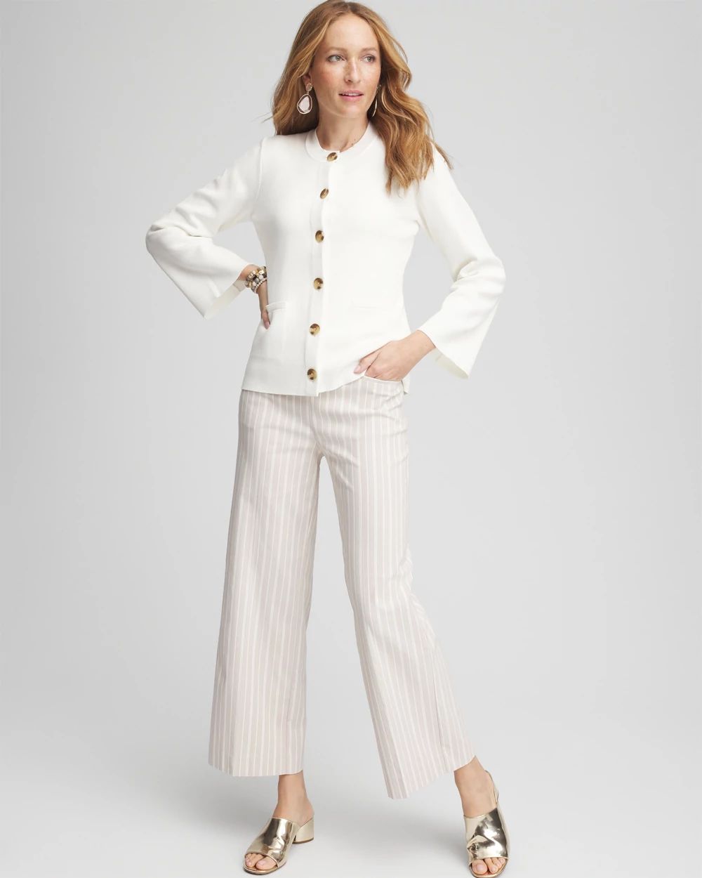 Brigitte™ Pinstripe Wide-Leg Pants click to view larger image.
