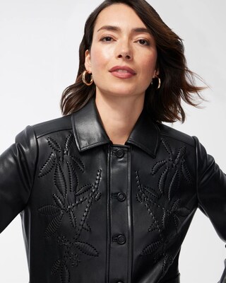 Cutwork Faux Leather Jacket