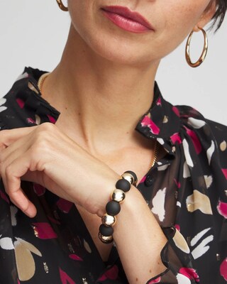 Black Beaded Stretch Bracelet