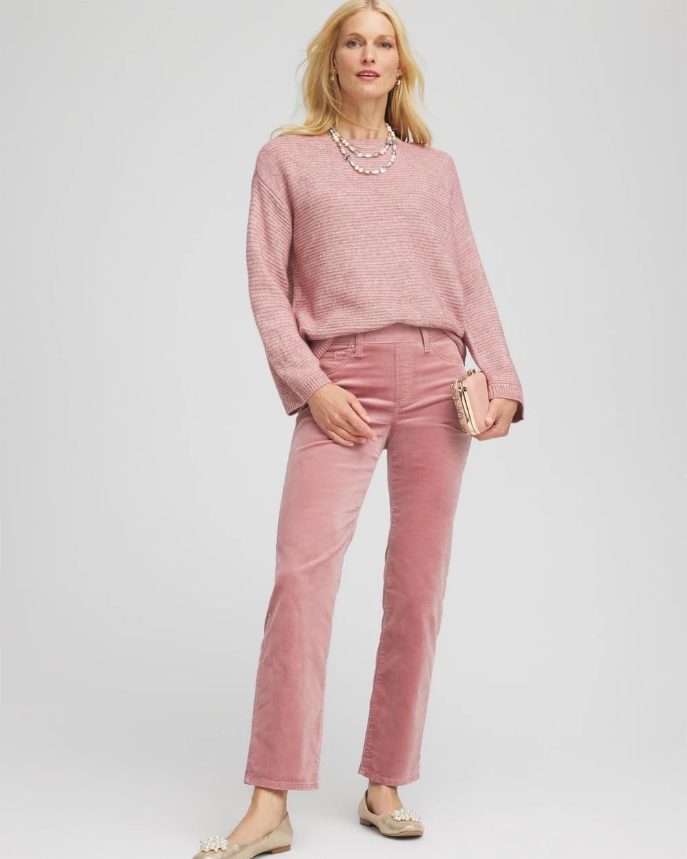 Velveteen Pull-On Flared Jeans click to view larger image.