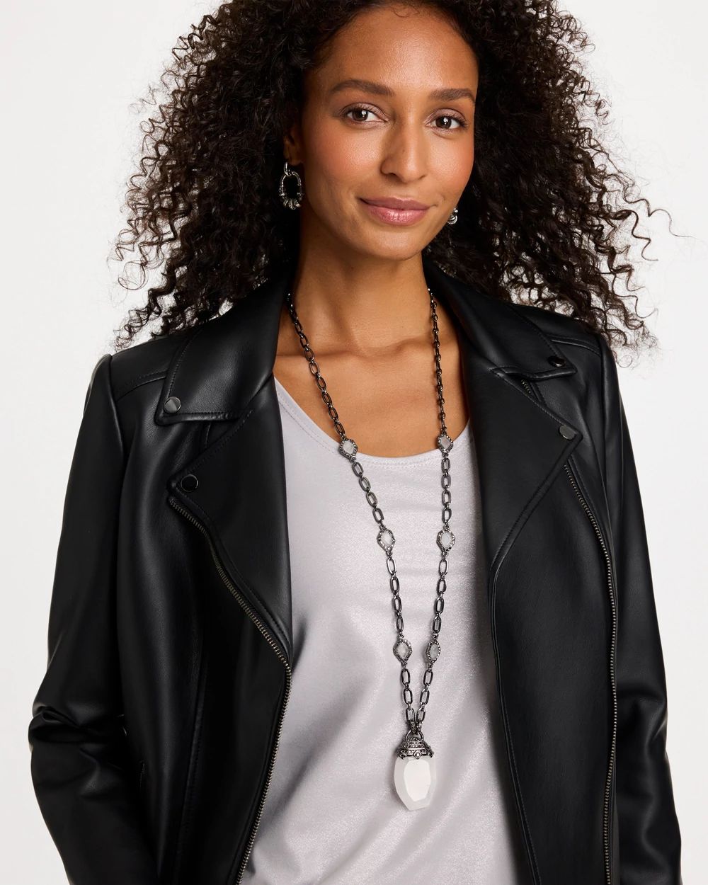 Genuine Quartz Crystal Stone Pendant Necklace click to view larger image.