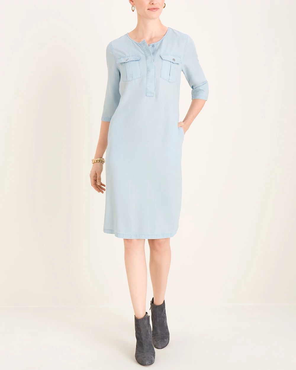 Lightwash Denim Shirt Dress
