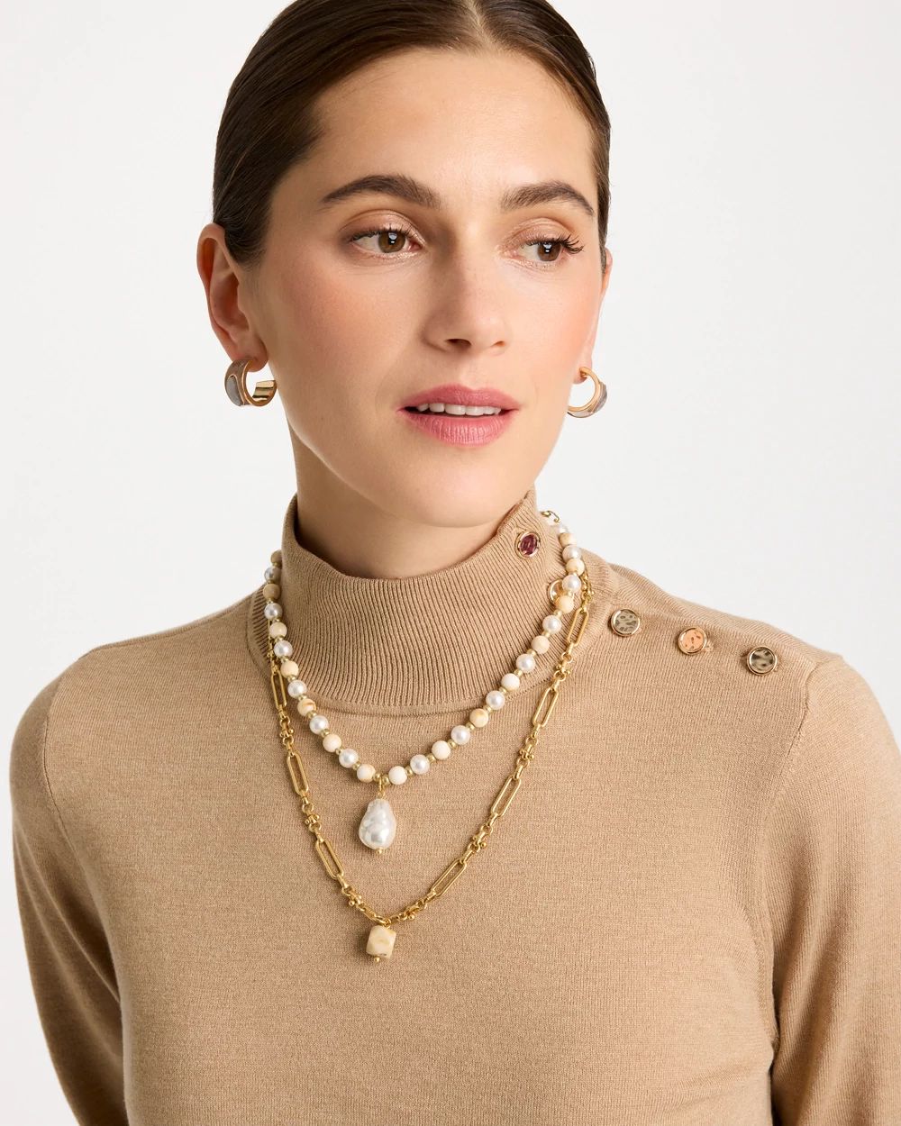 Convertible Faux Pearl Multi-Strand Necklace click to view larger image.