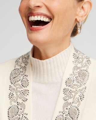 Embellished Placket Sweater Ruana