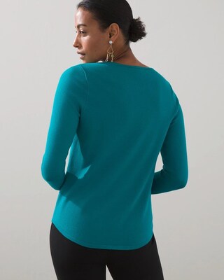 Sleeve Detail V-neck Pullover Sweater