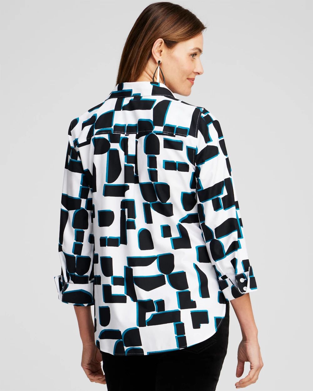 No Iron™ Stretch Block Print Shirt